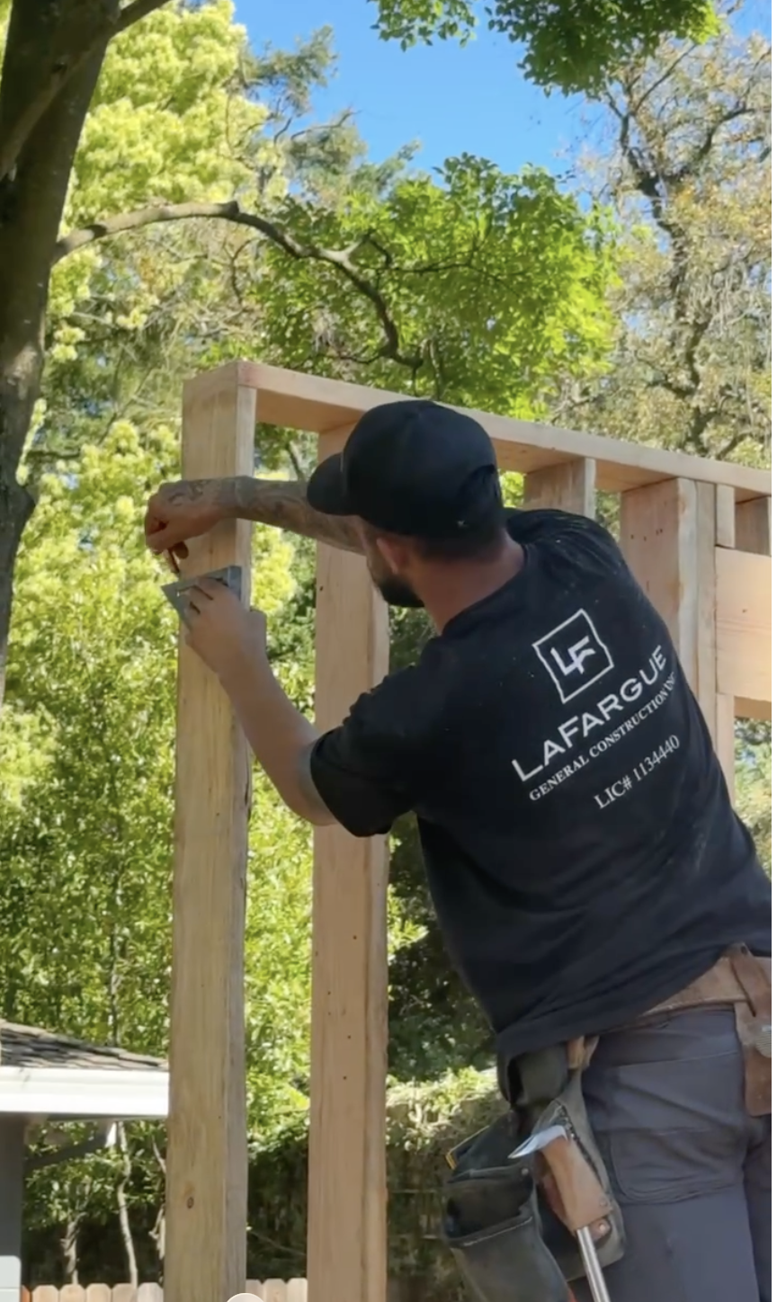 Brandon Terry on site at an active Lafargue Construction ADU build